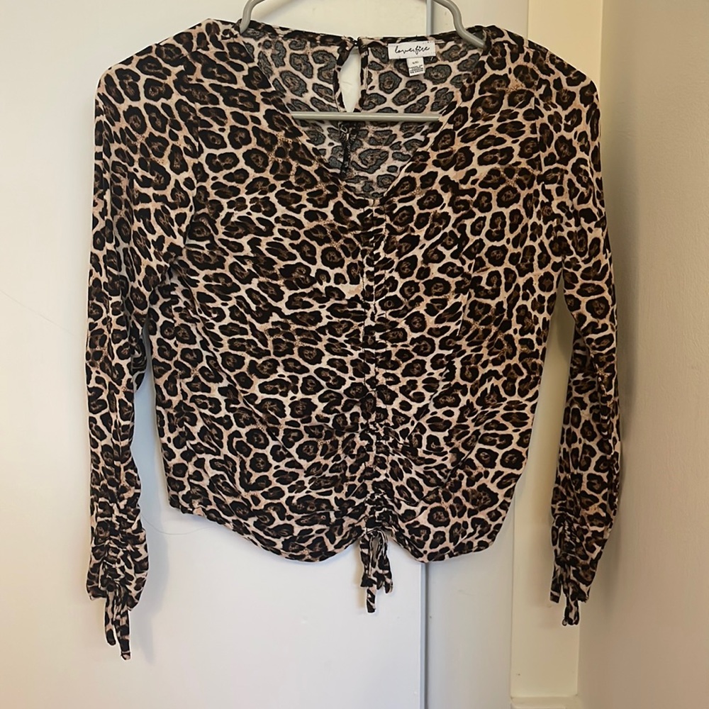 Cinched Leopard Print Blouse